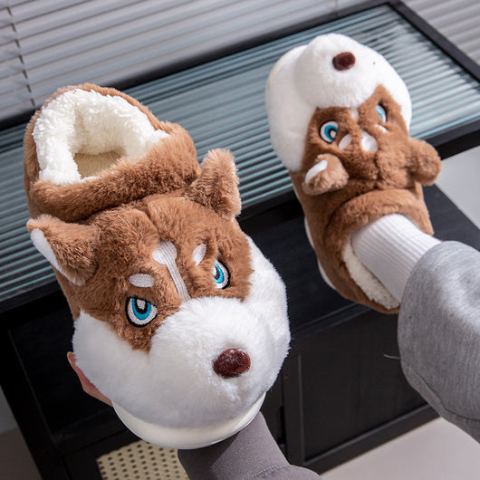 Pantuflas Husky Cartoon de Algodón Puro para Hombre - Cálidas y Cómodas para Invierno - Image 9