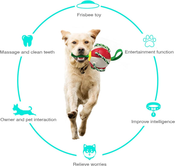 Pelota Voladora con Cuerdas para Perros - Juguete Interactivo de Tracción