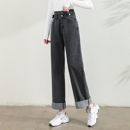 Jeans Rectos Cintura Alta Doble Botonadura para Mujer - Image 12