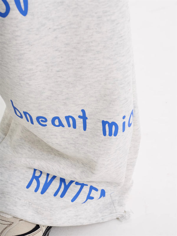 Pantalón Ancho de Cintura Alta con Cordón y Letras