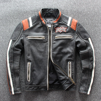 Chaqueta de Cuero Motociclista Premium con Cuello Alzado y Bordados Artesanales - Image 9