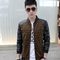 Chaqueta de Cuero PU Estilo Coreano para Hombre - Corte Slim con Costuras Decorativas