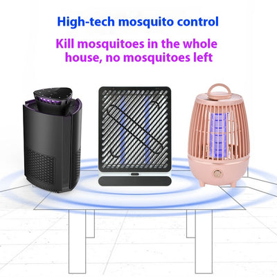 Black intelligent mosquito repellent light with purple glow and four 4.13-inch round sticky traps. - Image 7