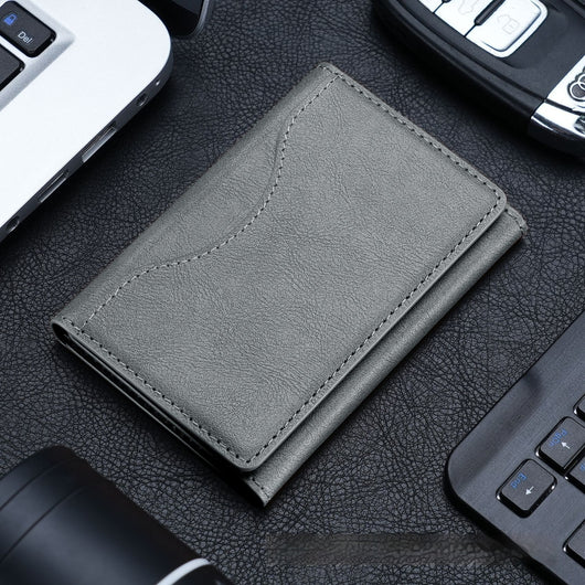 Billetera Magnética Tri-Fold de Cuero con Soporte para Tarjetas - Image 9