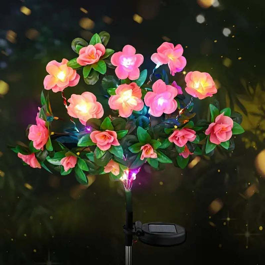 Linterna Solar Decorativa con Flores de Azalea Artificial - Image 9