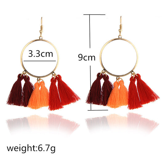 Aretes Bohemios Largos con Borlas - Image 2