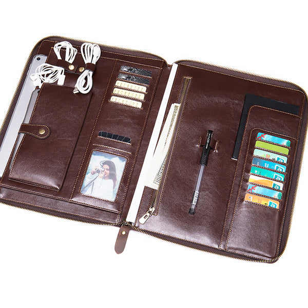 Cartera Multifuncional de Cuero Genuino para Tablet y Monedas