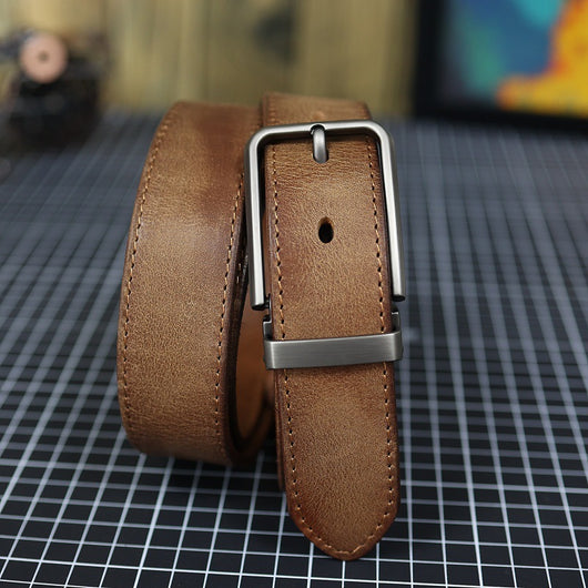 Cinturón de Cuero Genuino Vintage para Hombre con Hebilla de Pasador - Image 25