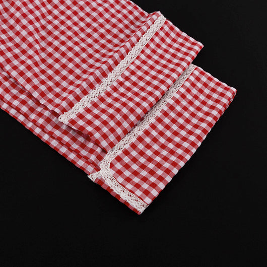 Conjunto Dos Piezas: Blusa Cuadros Suelta con Cordones y Pantalón Ancho - Image 23