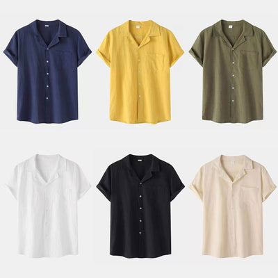 Camisa de Lino y Algodón Manga Corta para Hombre - Image 23