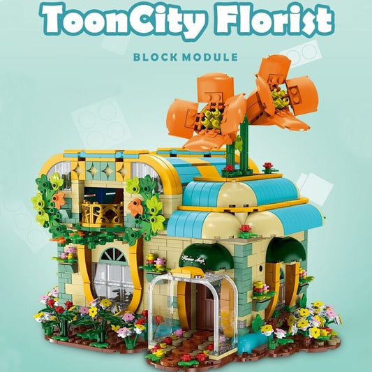 Bloques de Construcción Educativos - Villa de Amor con Tienda de Flores y Frutas