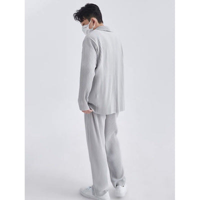 Blazer Plisado de Manga Larga para Hombre Sanzhai - Image 5