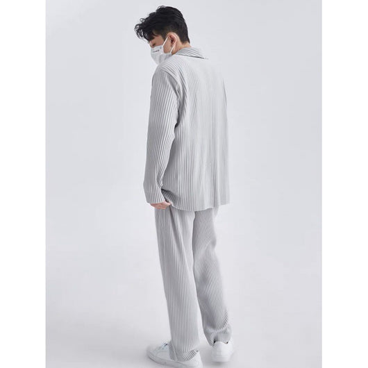 Blazer Plisado de Manga Larga para Hombre Sanzhai - Image 5