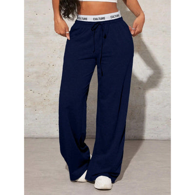 Pantalones Anchos Casual con Estampado de Letras para Mujer - Image 7