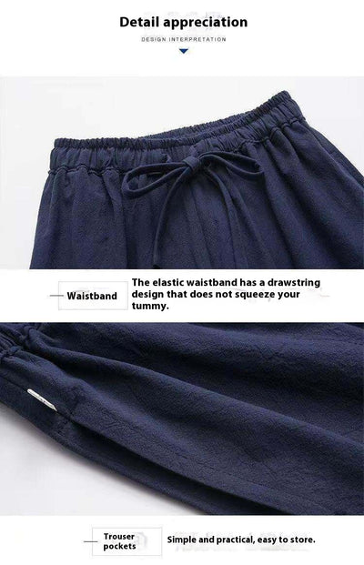 Pantalones de Lino Hombre Corte Recto Retro Sueltos - Image 17