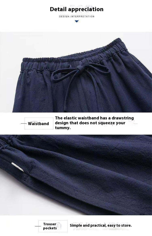 Pantalones de Lino Hombre Corte Recto Retro Sueltos - Image 17