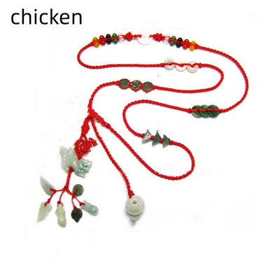 Cinturón Jade Natural Año Nuevo Rojo Tejido a Mano - Image 14