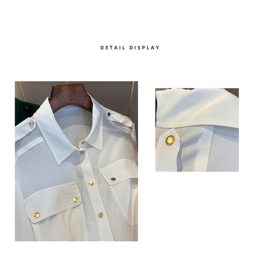 Blusa de Seda Francesa Elegante para Verano - Colores Lisos - Image 12