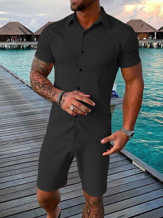 Conjunto Casual de Camisa y Shorts para Hombre - Image 30