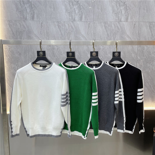 Suéter de Cuello Redondo a Rayas - Pullover Versátil para Hombre Joven - Image 16