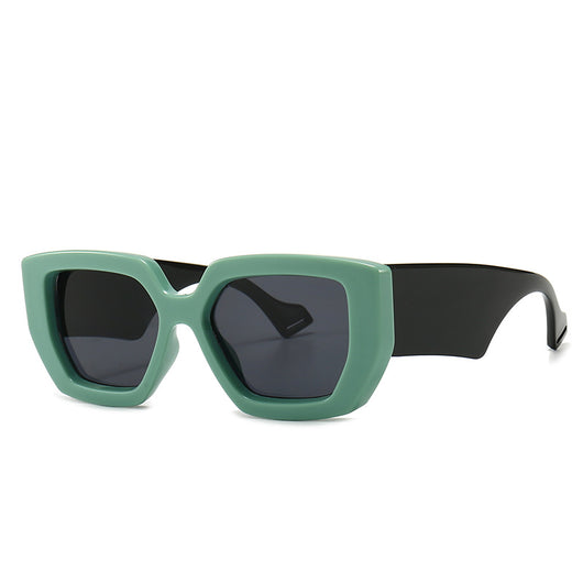Modern retro sunglasses with a thick light brown plastic frame and dark lenses, featuring wide black temples. - Image 24