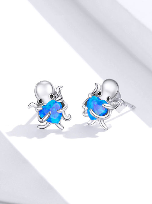 Aretes de Pulpo Plateados - Diseño Adorable para Mujer - Image 3