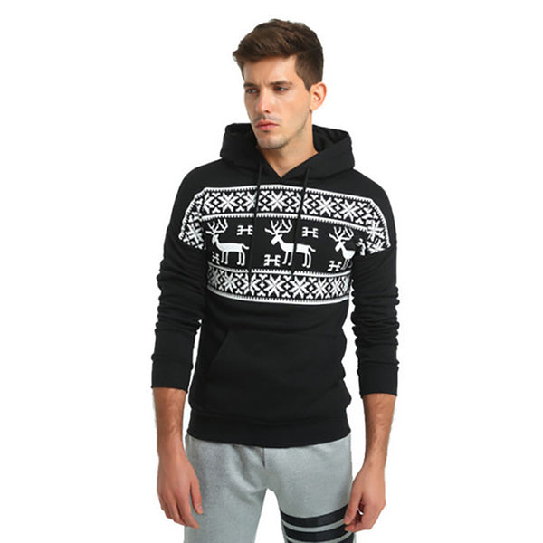 Sudadera con capucha tipo chaqueta navideña para hombre
