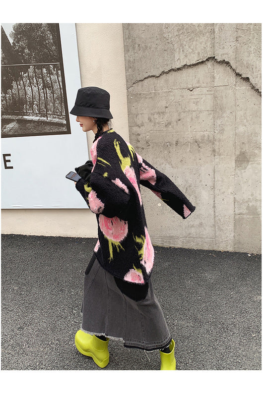 Suéter Tejido Retro Jacquard Largo Invierno - Estilo Relajado - Image 12