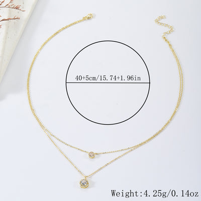 Collar Colgante de Circón Brillante Tridimensional, Cadena de Dos Capas para Mujer - Image 7
