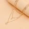 Fashion Dorado-plated Double Crystal Pendant Necklace Dorado