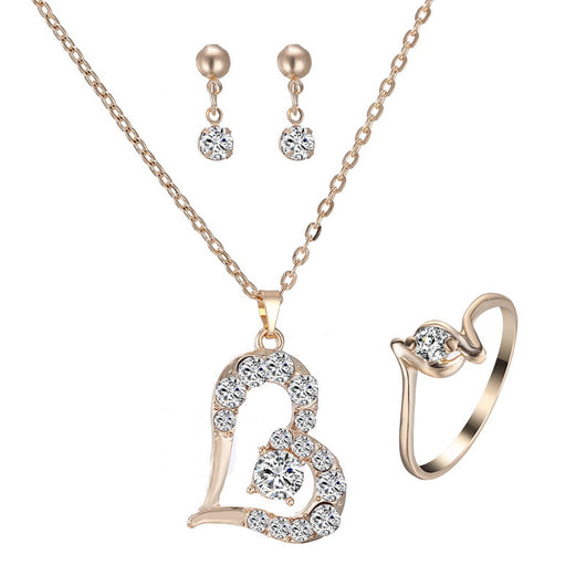 Conjunto de Collar y Aretes de Corazón con Cristales Brillantes - Image 4