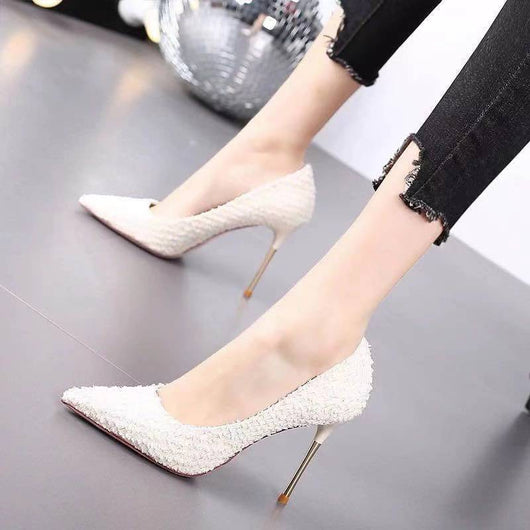 Tacones Blancos Stiletto de Punta Fina para Mujer - Image 2