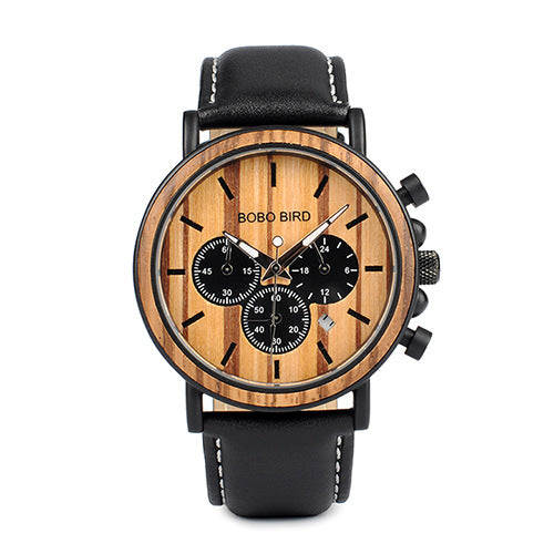 Reloj de Madera Multifunción con Tres Esferas de Cuarzo - Image 14