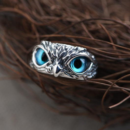 Anillo Vintage Ojo de Demonio Búho para Mujer - Joya Retro Plateada