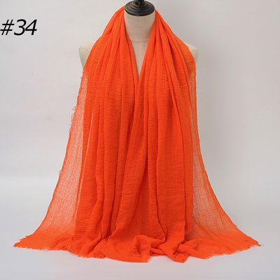 Pañuelo de Algodón y Lino Plisado - Colores Puros - Image 39