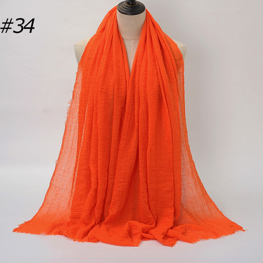 Pañuelo de Algodón y Lino Plisado - Colores Puros - Image 39