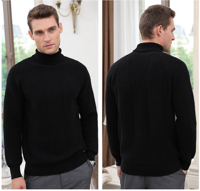 Suéter de Cachemira para Hombre con Cuello Alto y Jacquard - Image 17