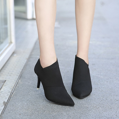 Botas Cortas Tacón Stiletto Punta Aguda Estilo Retro Elegante para Mujer - Image 7