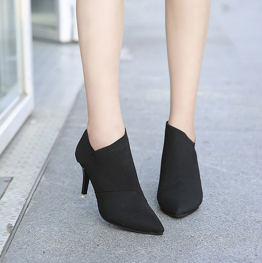 Botas Cortas Tacón Stiletto Punta Aguda Estilo Retro Elegante para Mujer - Image 7