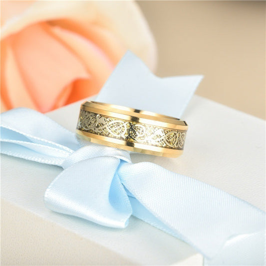 Anillos de Pareja con Dragón Dorado y Circón - Image 2