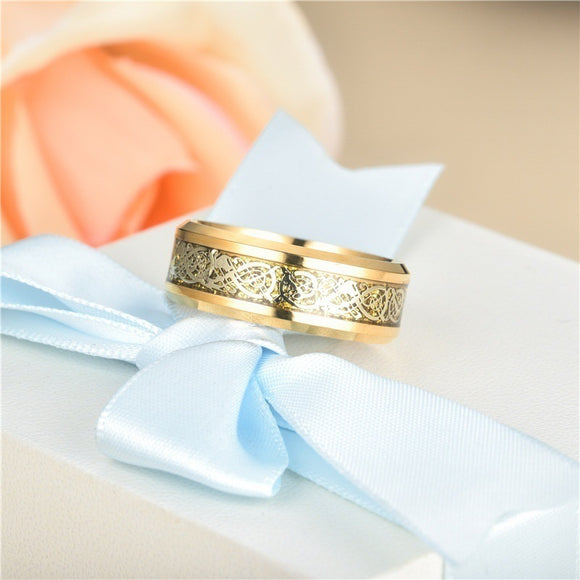 Anillos de Pareja con Dragón Dorado y Circón