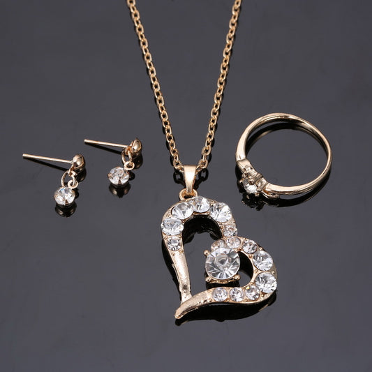 Conjunto de Collar y Aretes de Corazón con Cristales Brillantes - Image 2