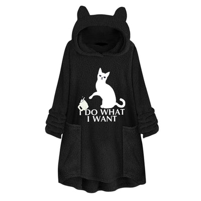 Suéter Reversible de Terciopelo con Capucha y Estampado de Gato - Image 13