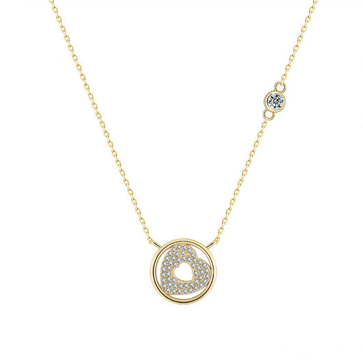 Collar Corazón Plata 925 con Oro 14K y Diamantes Zirconia Hueco - Image 9