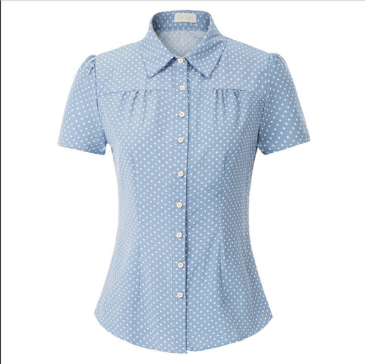 Camisa de Manga Corta con Lunares Estilo Moderno - Image 10
