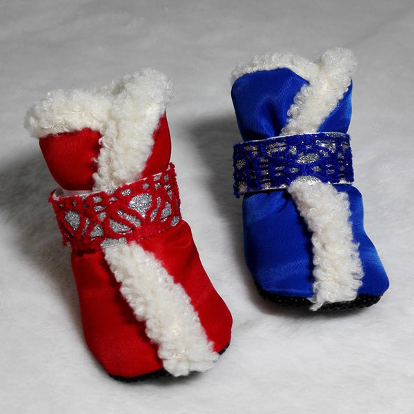 Botas de Nieve Impermeables para Mascotas - Zapatos Acolchados Navideños