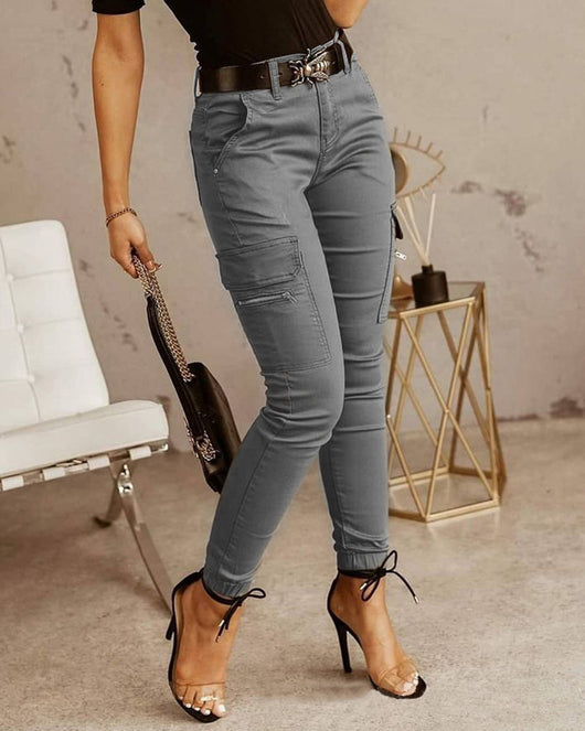 Pantalones Clásicos para Mujer con Cintura Baja y Bolsillos - Image 5