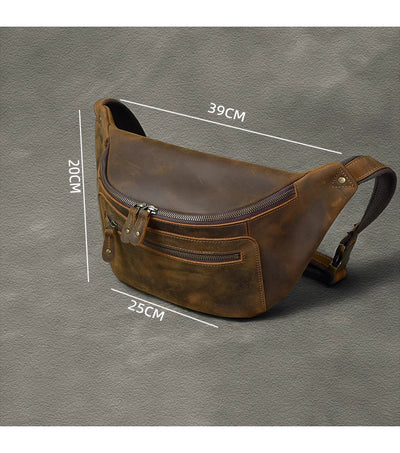 Bolsa de Pecho Vintage Cuero Crazy Horse Distresado para Hombre - Image 7