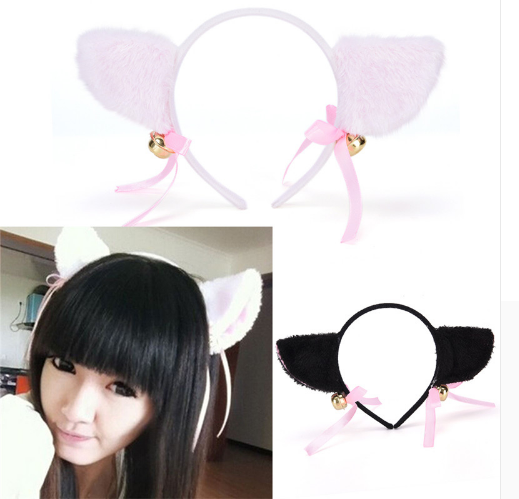 Diadema de orejas de gato con cascabeles para cosplay y anime