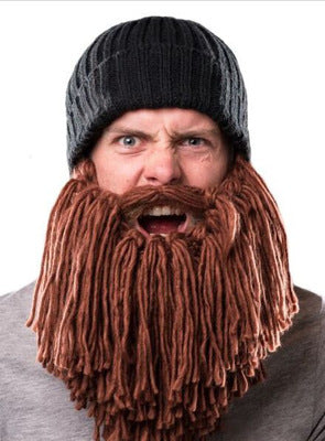 Gorro Tejido a Mano para Hombre con Diseño de Barba Divertida - Invierno
